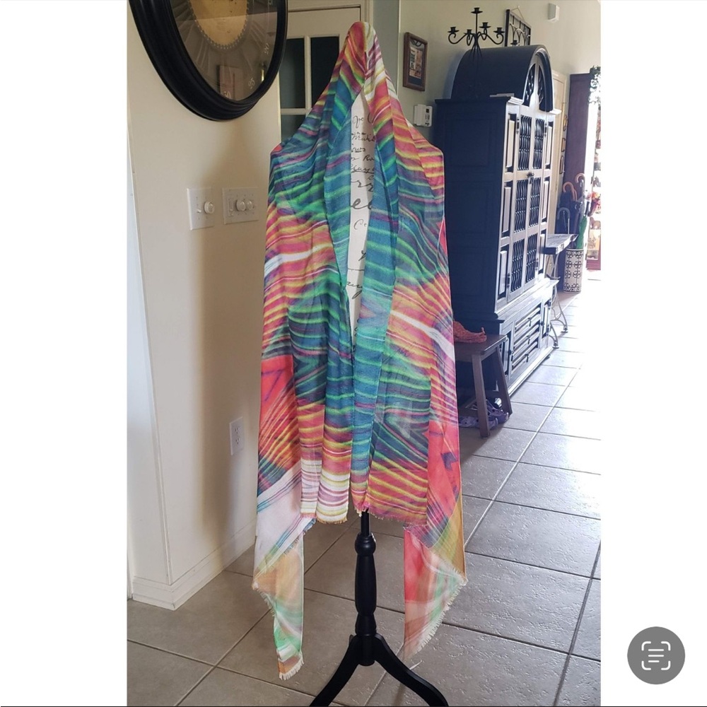Echo Design Lightweight Colorful Chiffon Scarf Wrap Shawl Tropical Cape